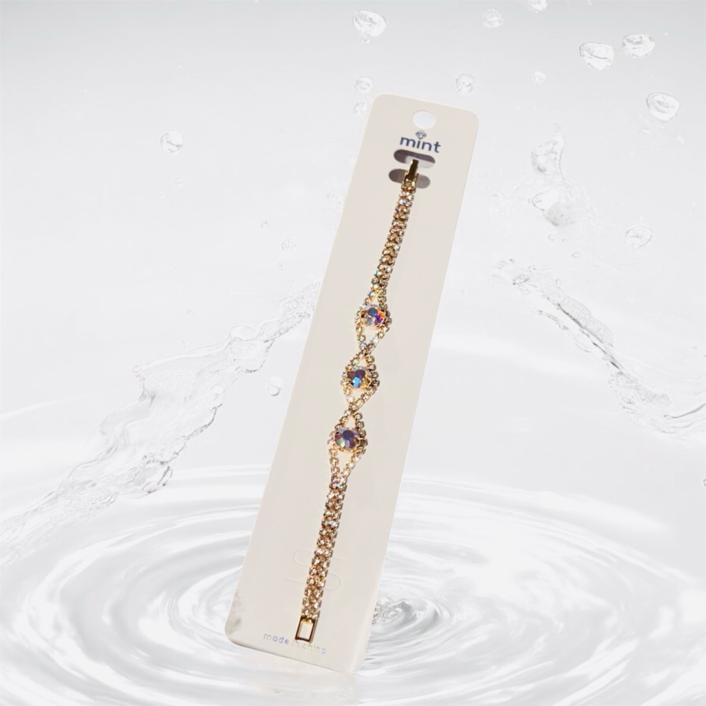 Mint Gold Bracelet With Iridescent Gems Mint Gold Bracelet With Iridescent Gems